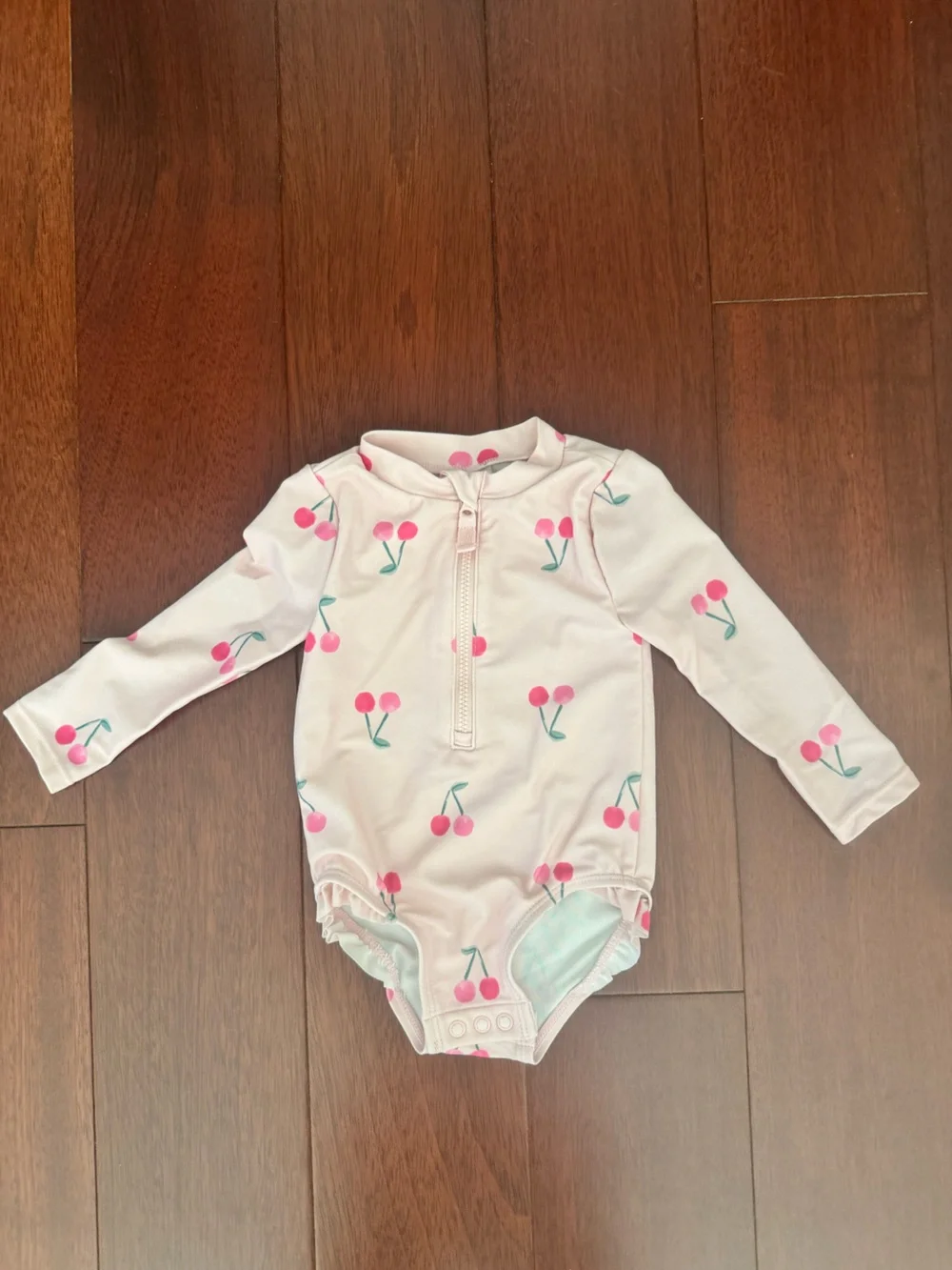 Carter's Pink Cherry Print Zip One-Piece Bodysuit